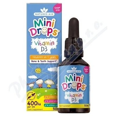 Natures Aid Vitamín D3 kvapky pre deti 200 IU 50 ml
