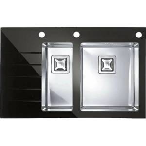 Alveus Мивка от неръждаема стомана Alveus Crystalix 20 - черна 86x54 см дясна (1099635) Мивка за вграждане