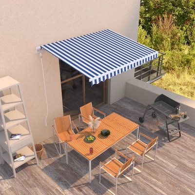 vidaXL Automatická zatahovací markýza 300 x 250 cm modrobílá