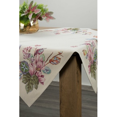 Takoy Gobelínový ubrus s květinovým motivem v přírodním růžovém odstínu, rozměr 100x100 cm.-HF-416841 | 100 x 100 cm