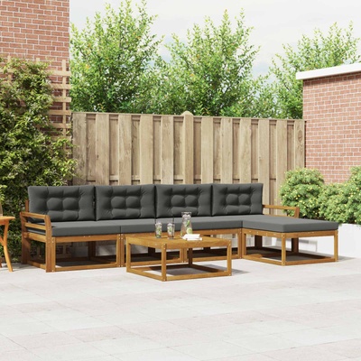 vidaXL Комплект дивани за открито 6 pcs Натурален и Антрацит (3367475)