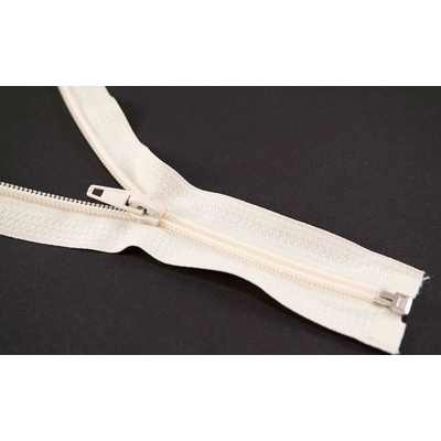 Deliteľné plastové špirálové bundovej zipsy rôzne farby - dĺžka 30 cm - 90 cm 85 cm smotanová bez ozdoby