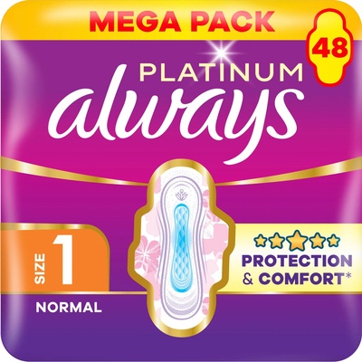 Always Platinum Normal veľkosť 1 Vložky s krídelkami 48 ks