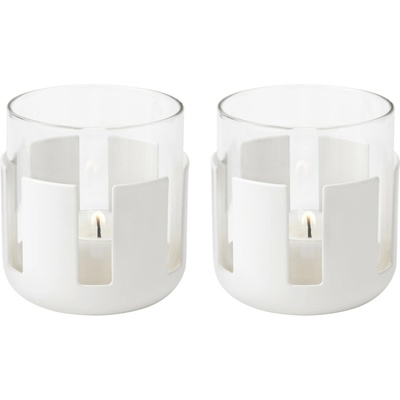 Stelton Svietnik na čajovú sviečku LUNA 7 cm, jemne biela, nerezová oceľ / sklo