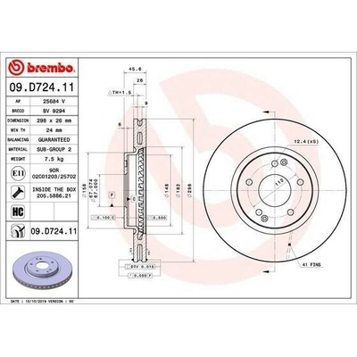 BREMBO brzdový kotúč 09.D724.11, súprava 2 ks