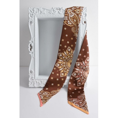 Peca del Sol HNĚDÝ VZOROVANÝ šátek Z HEDVÁBÍ A VISKÓZY Cocoa Boho Paisley