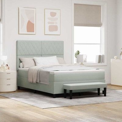 zahrada-XL 3344444 Postel s boxspringem s matrací Světle šedá samet