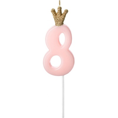 PartyDeco Narozeninová svíčka s číslem 8 růžová – Zboží Dáma