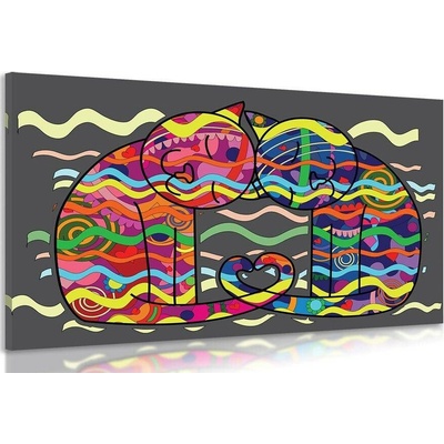 Obraz zamilované kočky v pop art stylu - 150x100