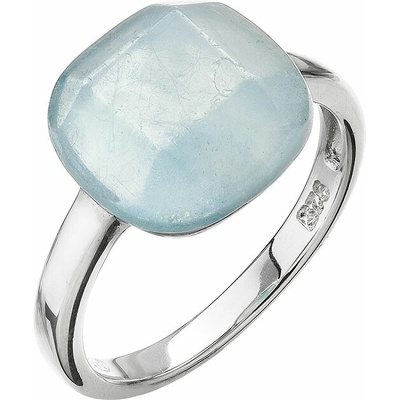 Evolution Group Stříbrný prsten čtverec s akvamarínem 15028.3