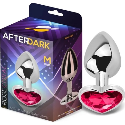 Afterdark Heart Shaped Butt Plug Silver/Rose-Coral Size M