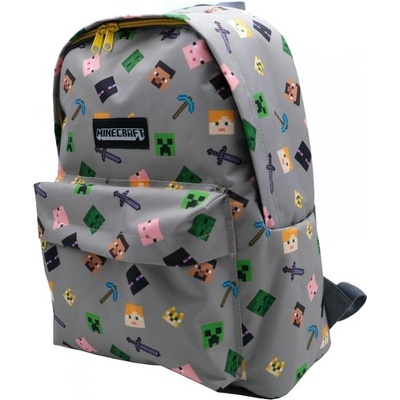 CurePink batoh Minecraft American šedý polyester