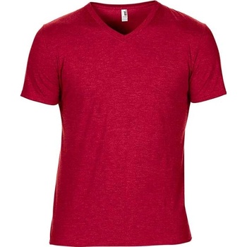 Tričko V-výstřih červená žíhaná