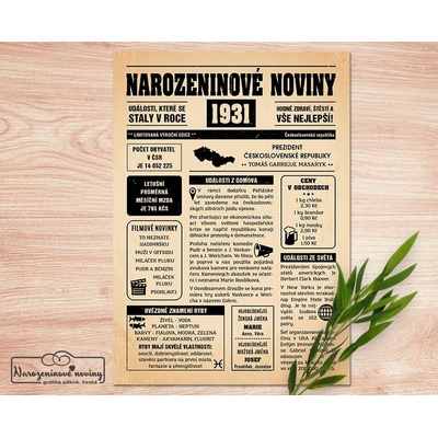 Narozeninové noviny 1931 - jednostranné