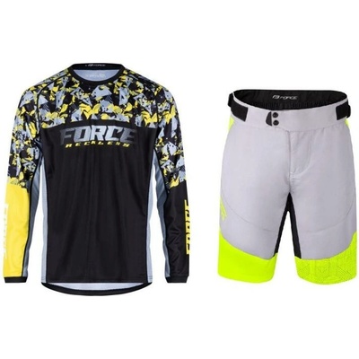 Force RECKLESS černo-žluto-šedý mtb dl. rukáv + Force STORM šedo-fluo