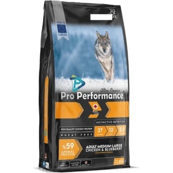 Pro Performance Dog Adult Medium - Large Chicken & Blueberry - храна за израснали кучета от средни и едри породи с пиле и боровинки, 12 кг, Турция - 125067