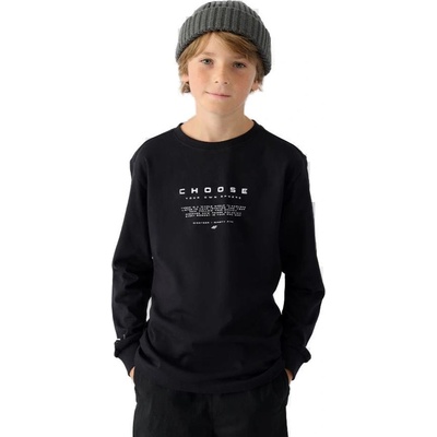 Chlapecké tričko s dlouhým rukávem 4F JUNIOR LONGSLEEVE JWAW24TLONM294 20S DEEP BLACK