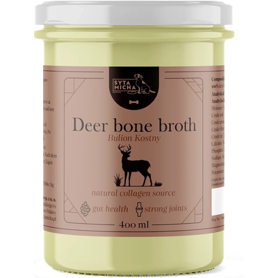 Syta Micha Костен бульон от еленско за кучета БЕЗ пилешко Syta Micha Deer Bone Broth 400 мл
