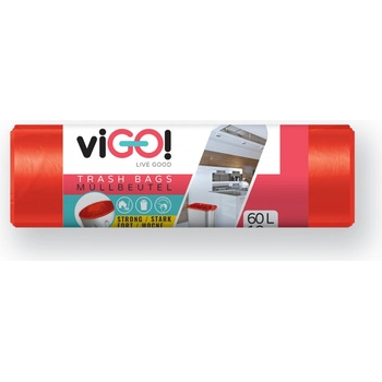 viGO! Pytle tříděný odpad LDPE 60l 30µm 10ks červené