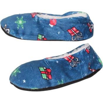 Коледни пантофи-балеринки в петролено