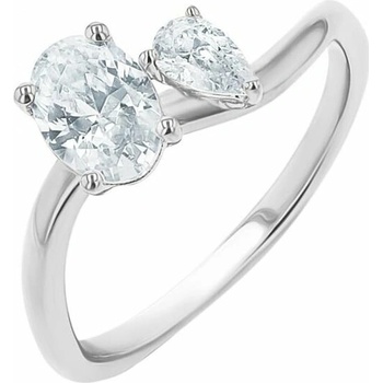 Eppi Vlnitý zásnubný prsteň Toi et Moi s pear a oválnym diamantom Zita RE48807