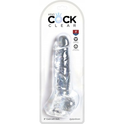 King Cock 8 palcový penis s semenníkmi priehľadný