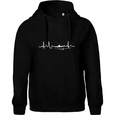 Ekg kluzák a letadlo Oversized mikina dámská Moon kratší + širší Černá