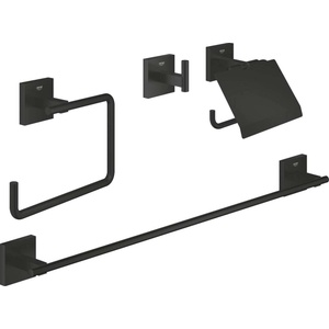 GROHE QuickFix Start Cube - Комплект аксесоари за баня 4 в 1, матово черно 411152430 (411152430)