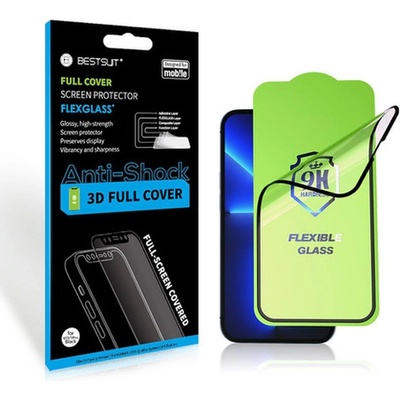 BestSuit Удароустойчив Протектор за iPhone 15 Pro, BESTSUIT Flexible 5D Glass, Черен (5903396218767)