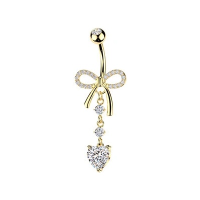 Šperky4U Zlacený piercing do pupíku mašlička WP0124-GD