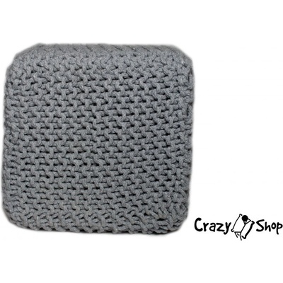 CRAZYSHOP Pletený puf CUBE šedý (ručne pletený)