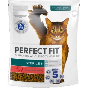 Perfect Fit (Sterile 1+) 750g Богата на говеждо месо - суха храна за котки след стерилизация