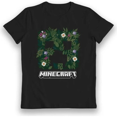 Bioworld Entertainment Minecraft Floral Creeper Black Kids T-Shirt čierna