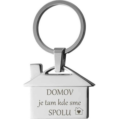 Prívesok na kľúče domček s nápisom Domov je tam kde sme spolu