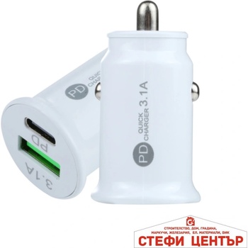 Image 1 of Paolo АДАПТЕР ЗА ЗАПАЛКА pg320 БЯЛ/ЧЕРЕН usb+type c (46091)