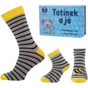 TATÍNEK A JÁ kojenecké a dospělé ponožky NOVIA v dárkové krabičce včela 1 krabička