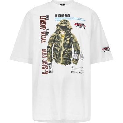 G Star Тениска G Star Men's Modelkit Print Boxy Regular Fit T-Shirt - Wht Fieldjkt