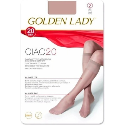 Golden Lady Podkolienky 2 kusy Ciao 20 DEN Čierna