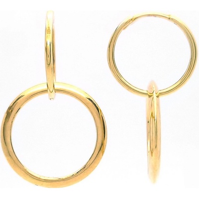 Šperk Holíč zlaté náušnice žlté spojené kruhy ZN128