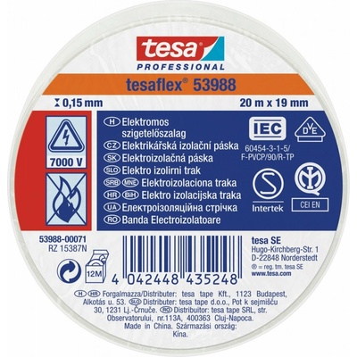 Tesa Elektroizolační PVC páska 20 m x 19 mm bílá 53988-00071-00