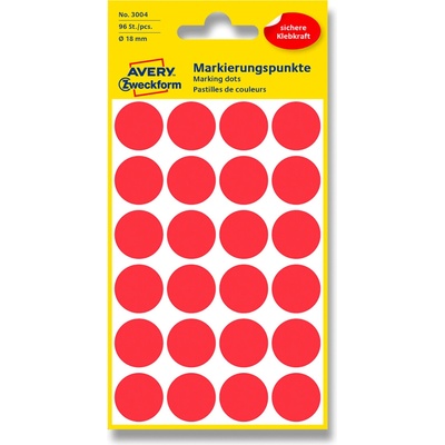 Avery Zweckform Etikety na různá značení 96 ks červené 18 mm kulaté 3004