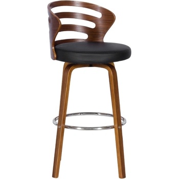 Carmen Бар стол Carmen 4041, до 100кг, дърво/дамаска, дървена база, орех, черен (3521130)