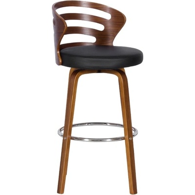 Carmen Бар стол Carmen 4041, до 100кг, дърво/дамаска, дървена база, орех, черен (3521130)