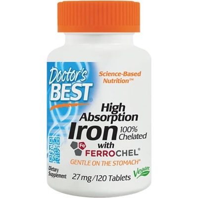 Doctor's Best Iron with Ferrochel, 27 mg, 120 таблетки, Doctor's Best