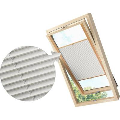 Zebra-shop Zastiňující roleta Plissé pro střešní okno Bílo Šedý melír PD304 Velux FK08 borovice