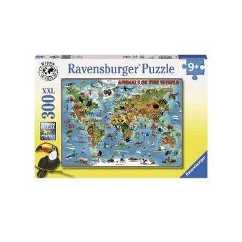 Ravensburger Пъзел Ravensburger 300 части XXL - Животинска карта на света, 7013257