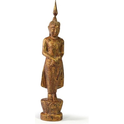 Sanu Babu Narozeninový Buddha, neděle, teak, hnědá patina, 23cm