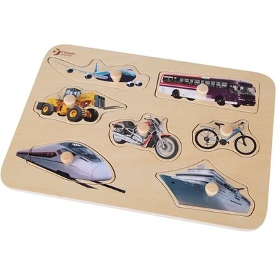 Classic World Детски дървен пъзел Classic World - Пъзел с превозни средства (3741)