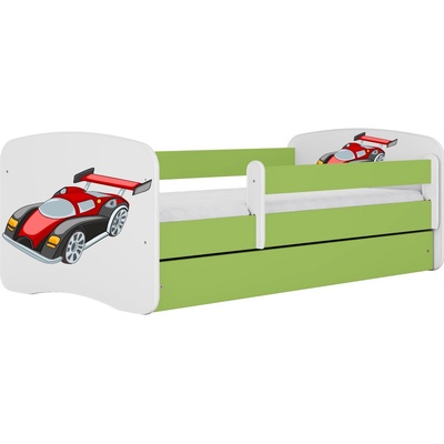 Kocot kids Babydreams závodné auto zelená se šuplíkys matrací