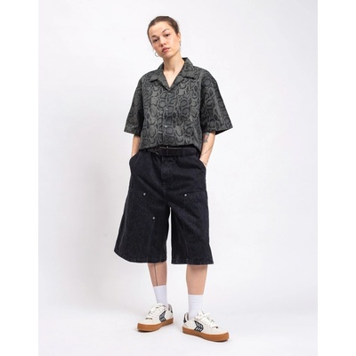 Carhartt WIP W' Snake Nixon Double Knee Short Snake Camo, Black heavy stone wash